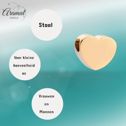 Goudkleurige asbedel hart – staal – 13mm