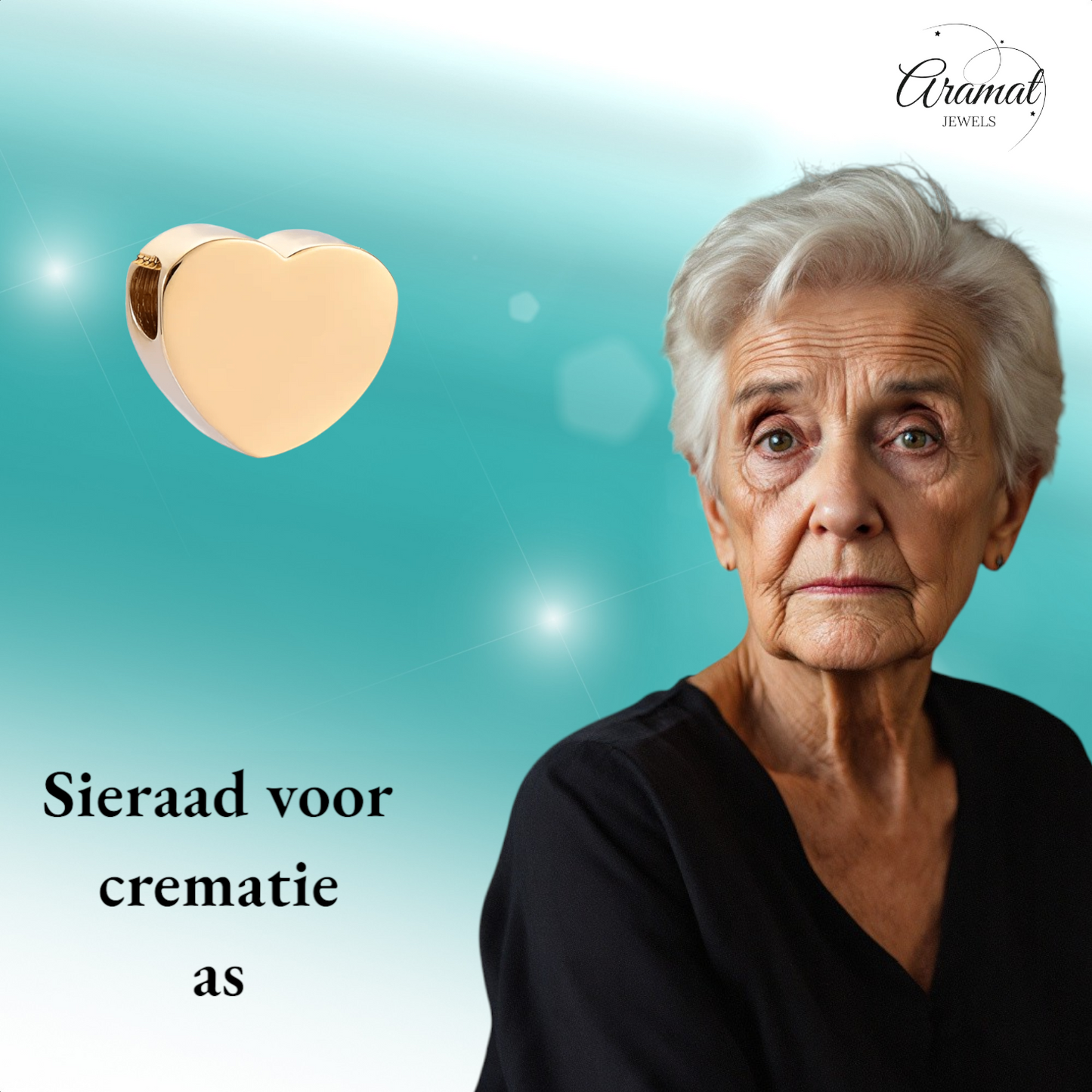 Goudkleurige asbedel hart – staal – 13mm