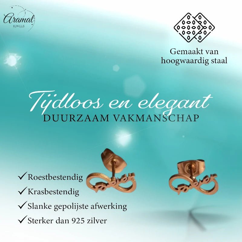 Stalen Infinity Oorbellen 11x5mm - Rosékleur - Forever - oor86 - Oorbellen kopen# - 11mm - alles