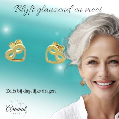 Stalen Infinity Oorbellen - Goudkleur - Hartje - oor594 - XE53866 - Oorbellen kopen# - 10mm - alles