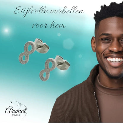Stalen Infinity Oorbellen - Zilverkleur - 11x4mm - oor611 - xe52592 - Oorbellen kopen# - 11mm - alles