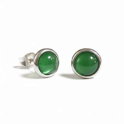 Stalen Kattenoog Oorbellen 8mm – Groen - Aramat Jewels - Oorbellen - cadeautip
