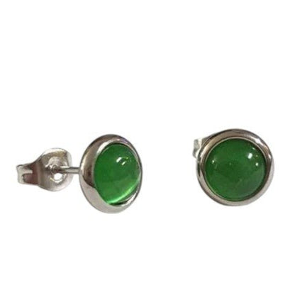 Stalen Kattenoog Oorbellen 8mm – Groen - Aramat Jewels - Oorbellen - cadeautip