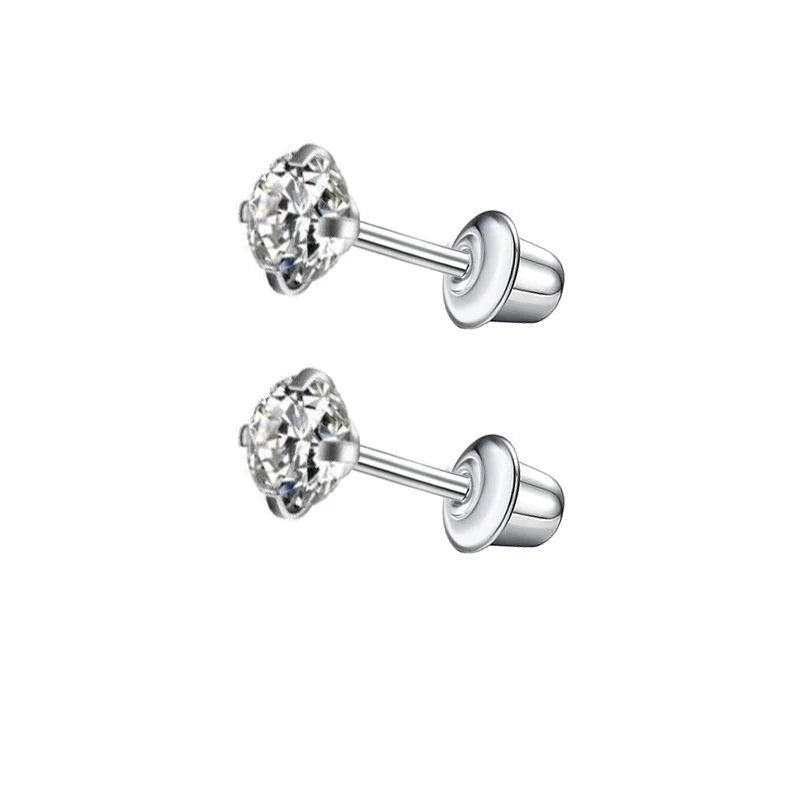 Stalen kinderoorbellen - 3mm zirkonia oorknopjes - schroefsluiting - oor6261 - 72427 - Oorbellen kopen# - 3mm - alles