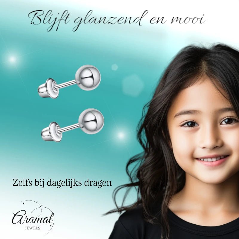 Stalen kinderoorbellen - bolletjes oorknopjes 3mm - schroefsluiting - oor6259 - 72425 - Oorbellen kopen# - 3mm - alles
