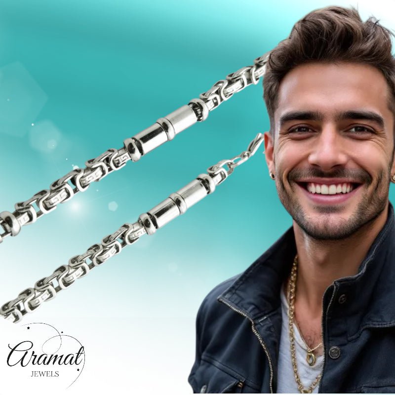 Stalen Konings Ketting met Versace Motief - Aramat Jewels - Halskettingen - cadeautip