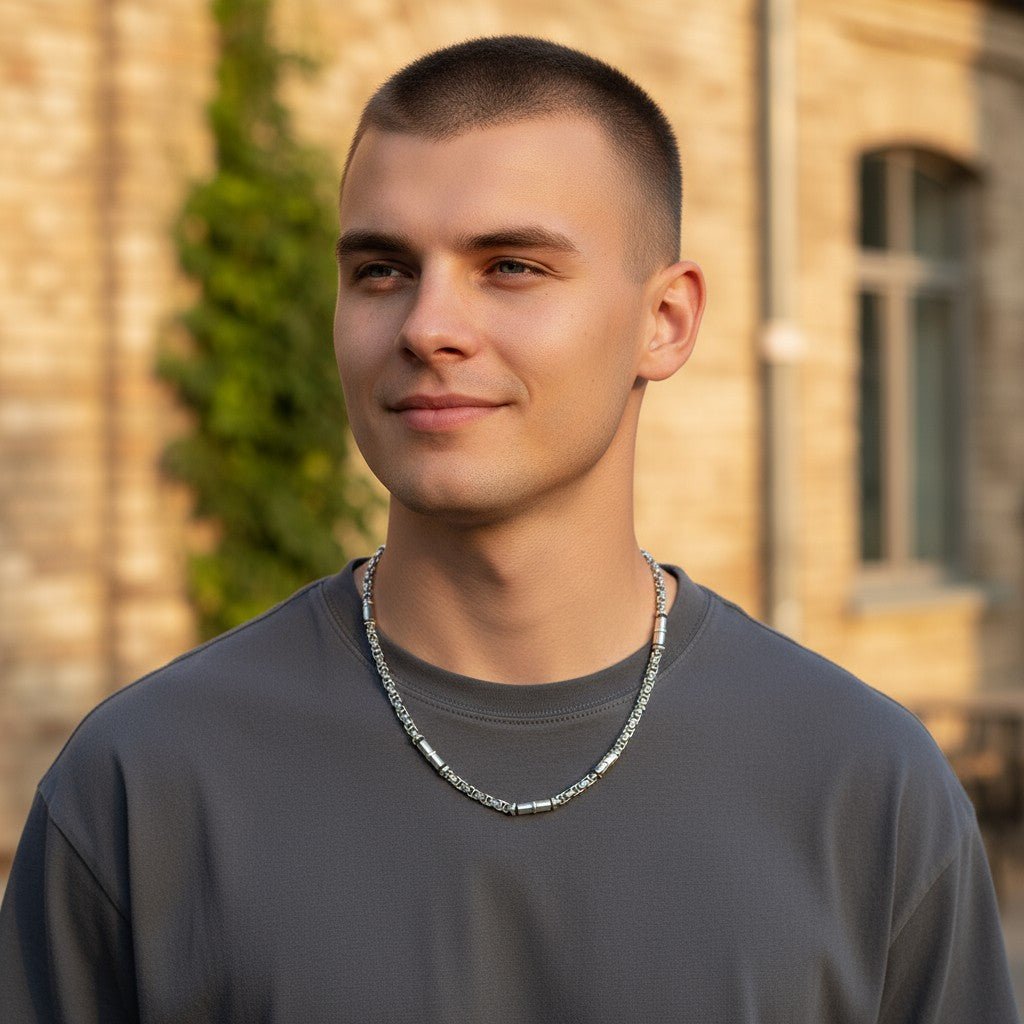 Stalen Konings Ketting met Versace Motief - Aramat Jewels - Halskettingen - cadeautip