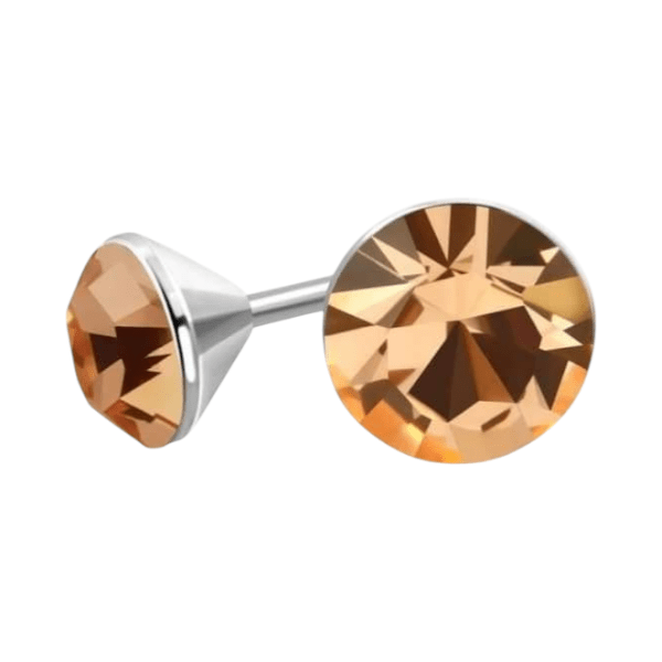 Stalen Kristal Oorbellen met champagnekleurig steentje – Zilverkleur – 4mm - Aramat Jewels - Oorbellen - cadeautip