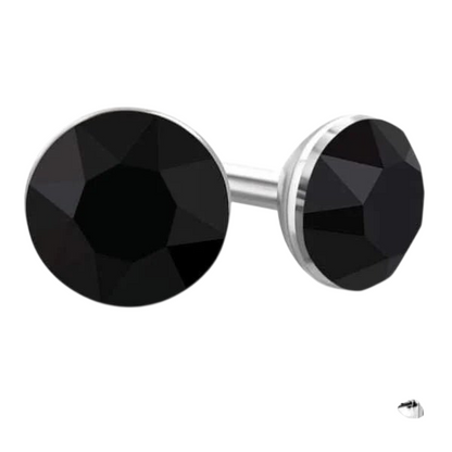 Boucles d'oreilles miniatures en cristal noir – 3 mm – Acier inoxydable