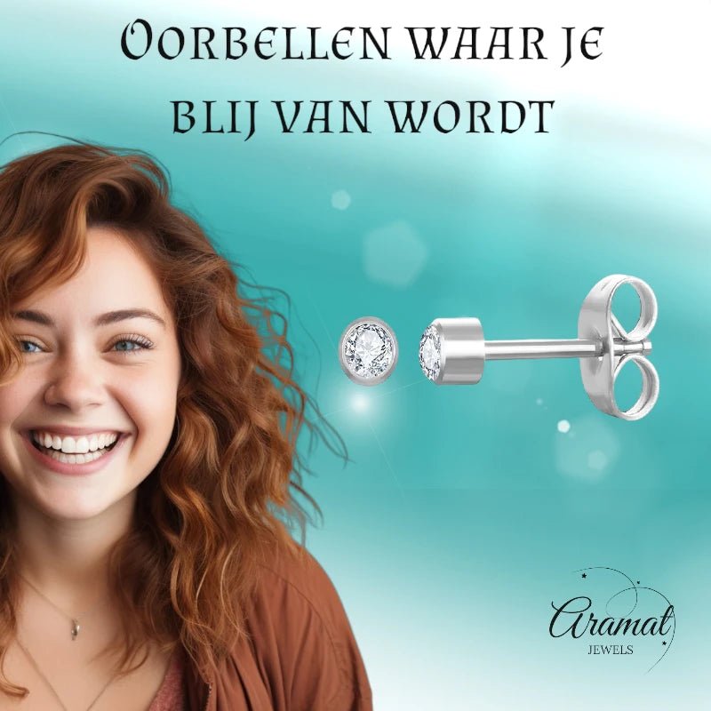 Stalen Kristallen Oorbellen - 3mm - Transparant - oor606 - XE30030 - Oorbellen kopen