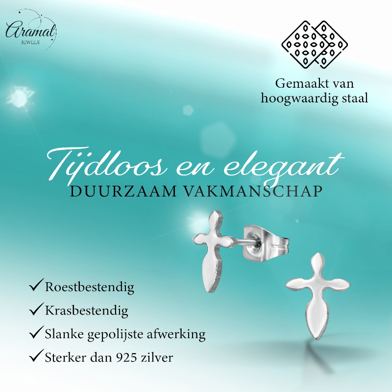 Stalen Kruisjes Oorbellen – Zilverkleur – 10x7mm - oor3472 - 11386 - Oorbellen kopen# - 10mm - alles - cadeau