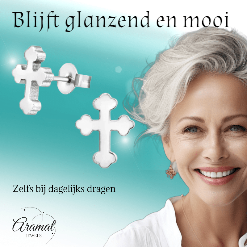 Stalen Kruisjes Oorbellen – Zilverkleur – 11x9mm - oor2748 - LJE2651 - Oorbellen kopen# - 11mm - alles - cadeau