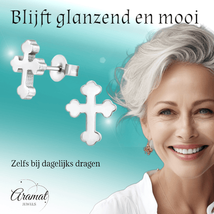 Stalen Kruisjes Oorbellen – Zilverkleur – 11x9mm - oor2748 - LJE2651 - Oorbellen kopen# - 11mm - alles - cadeau