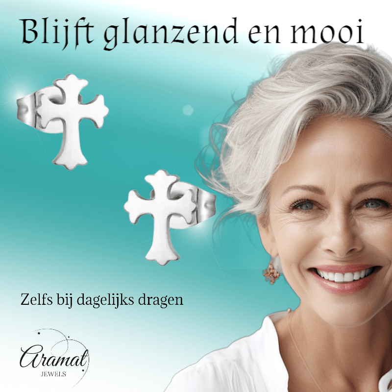 Stalen Kruisjes Oorbellen Zilverkleur 9x6mm - oor3349 - Oorbellen kopen# - 9mm - alles - cadeau