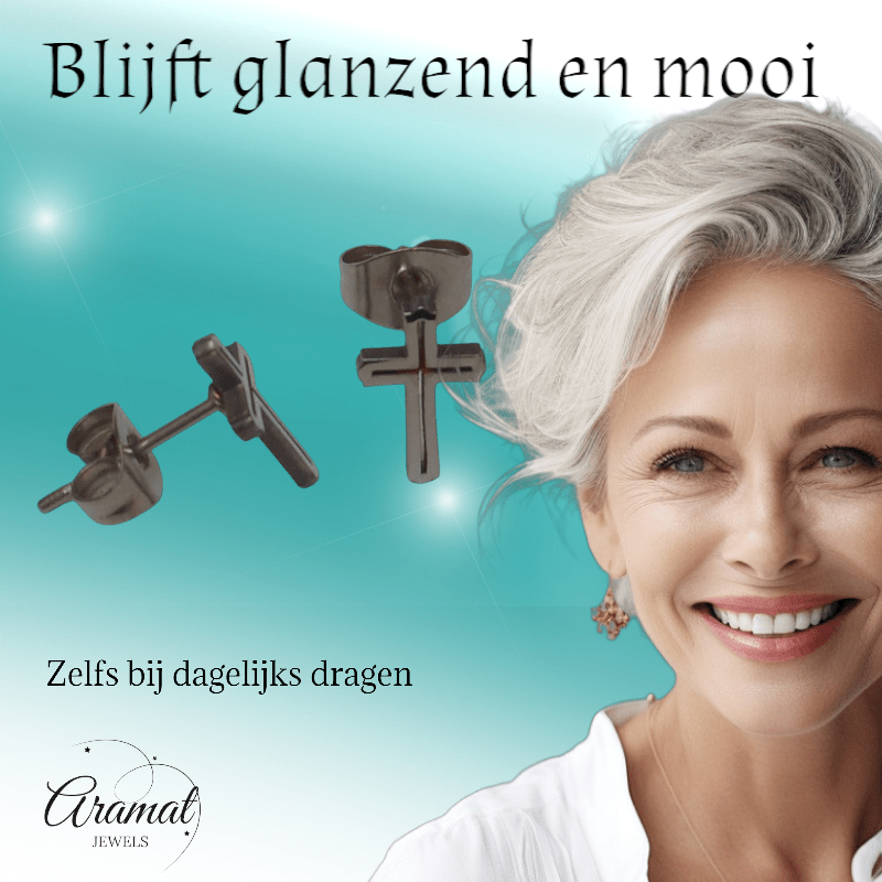 Stalen Kruisjes Oorbellen – Zilverkleurig – 10x6mm - oor3317 - Oorbellen kopen# - 10mm - alles - cadeau