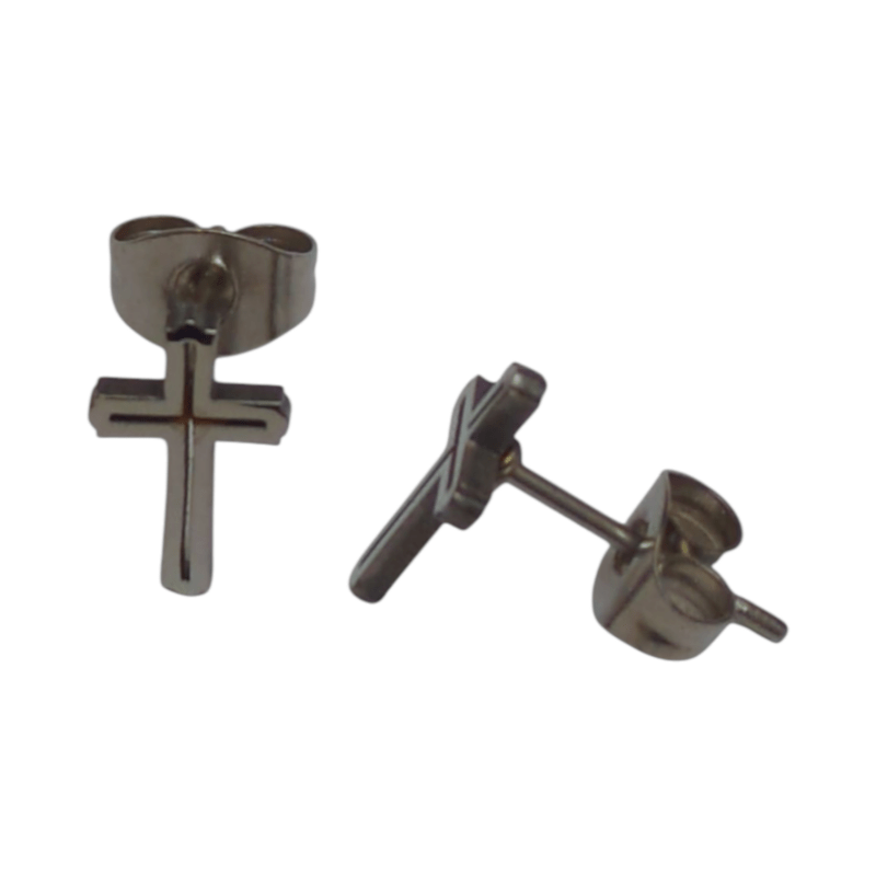 Stalen Kruisjes Oorbellen – Zilverkleurig – 10x6mm - oor3317 - Oorbellen kopen# - 10mm - alles - cadeau