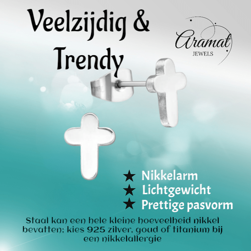 Stalen Kruisjes Oorbellen Zilverkleurig – 10x7mm - oor2747 - LJE1097 - Oorbellen kopen# - 10mm - alles - cadeau