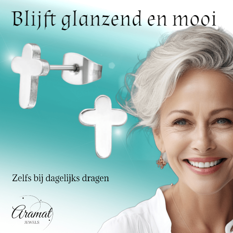 Stalen Kruisjes Oorbellen Zilverkleurig – 10x7mm - oor2747 - LJE1097 - Oorbellen kopen# - 10mm - alles - cadeau