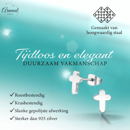 Stalen Kruisjes Oorbellen Zilverkleurig – 10x7mm - oor2747 - LJE1097 - Oorbellen kopen# - 10mm - alles - cadeau