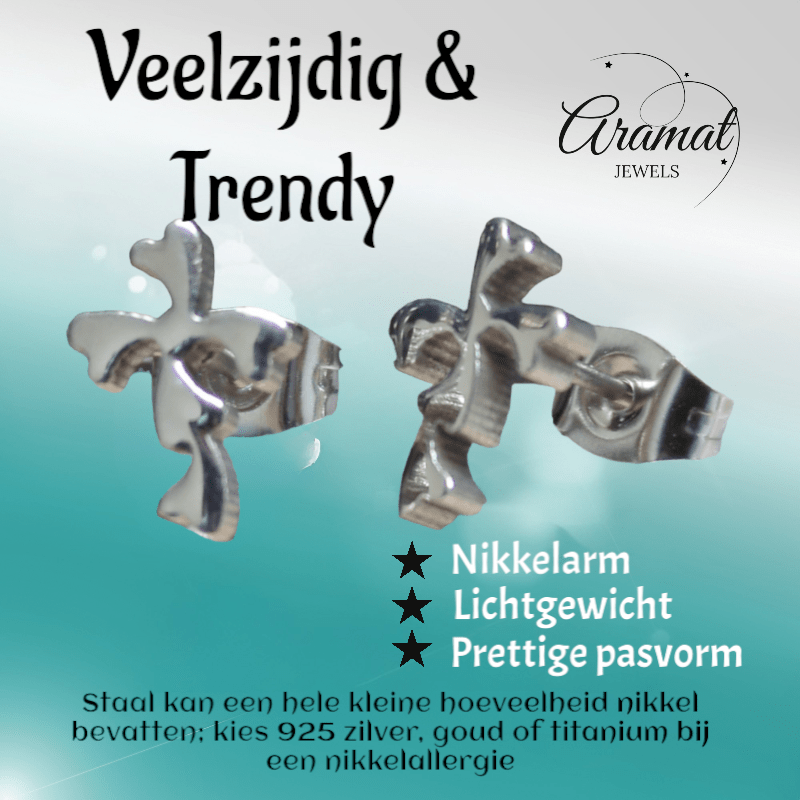 Stalen Kruisjes Oorbellen Zilverkleurig – 10x7mm - oor2799 - LJE1154 - Oorbellen kopen# - 10mm - alles - cadeau