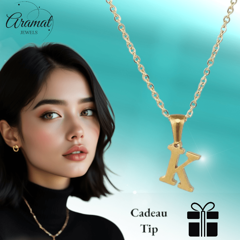 Stalen Letter Ketting goudkleur - Aramat Jewels - Halskettingen - cadeautip