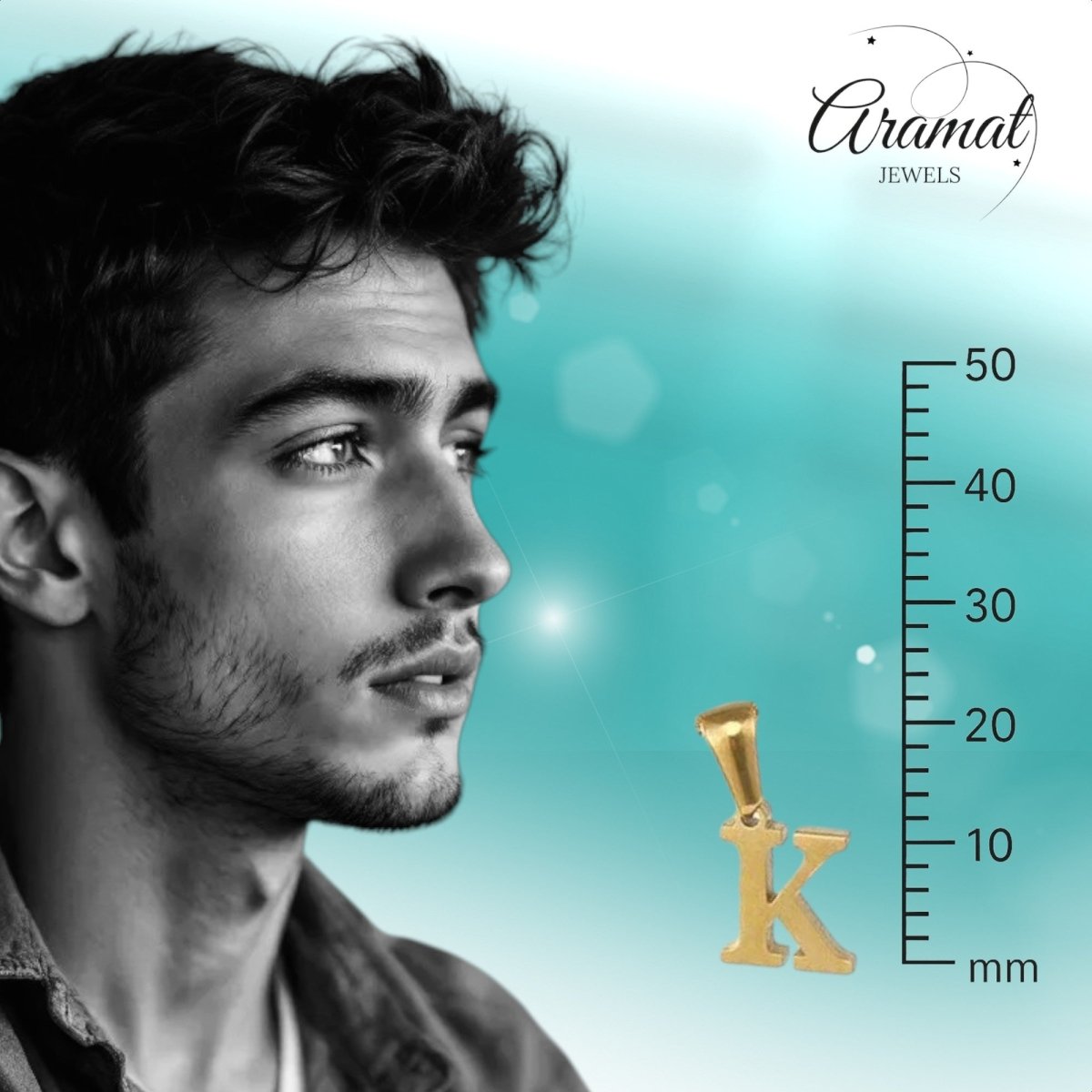 Stalen Letter Ketting goudkleur - Aramat Jewels - Halskettingen - cadeautip