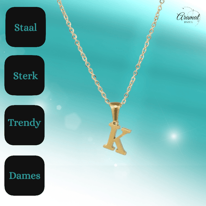 Stalen Letter Ketting goudkleur - Aramat Jewels - Halskettingen - cadeautip