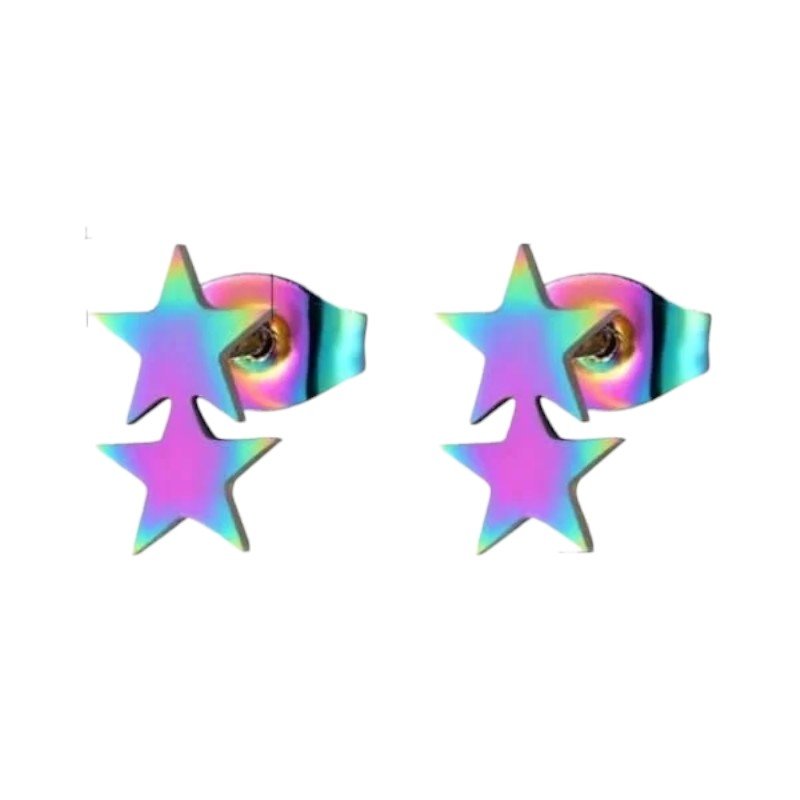 Stalen Multicolor Sterren Oorbellen - Hip & Kleurrijk - oor4728 - Oorbellen kopen