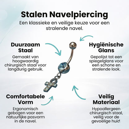 Stalen Navelpiercing Egyptisch Kruisje