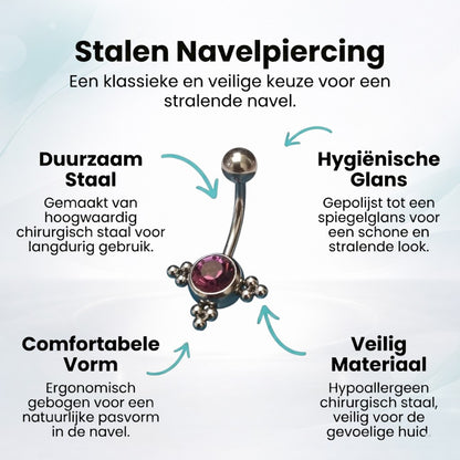 Stalen Navelpiercing Eline Paars Zirkonia