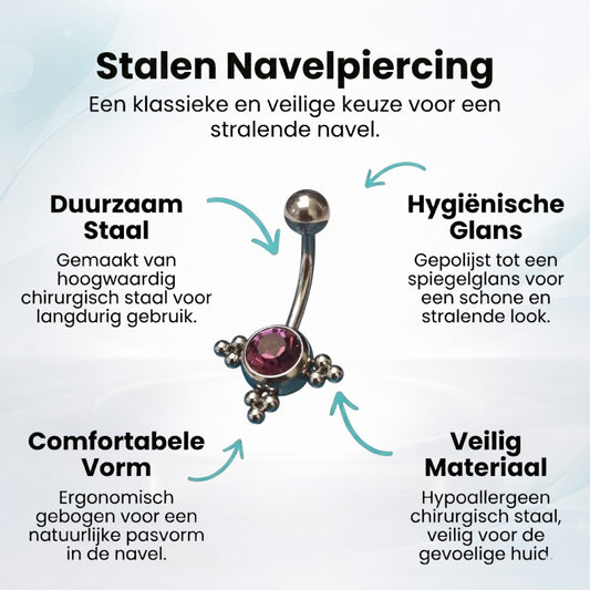 Stalen Navelpiercing Eline Paars Zirkonia