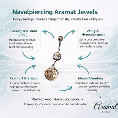 Stalen navelpiercing met engel