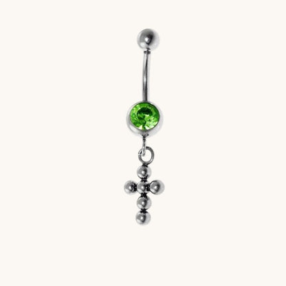 Stalen Navelpiercing met Groene Zirkonia