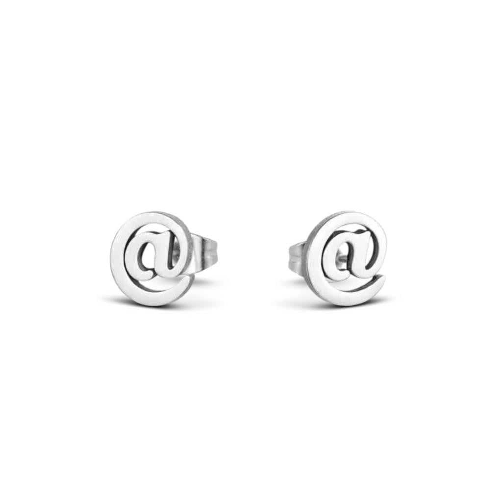 Boucles d'oreilles – Queue de singe en acier (@) couleur argent (10 mm) 