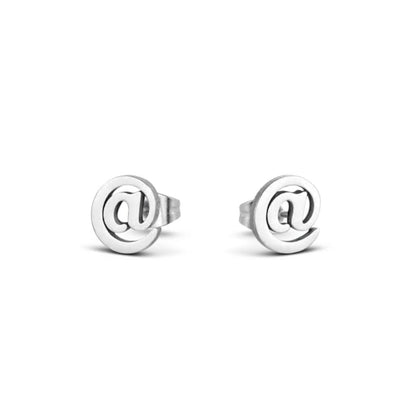 Boucles d'oreilles – Queue de singe en acier (@) couleur argent (10 mm) 