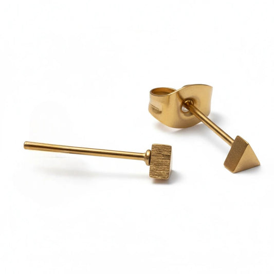 Stalen Oorbellen Driehoek Goudkleur – 3mm - Aramat Jewels - Oorbellen - cadeautip