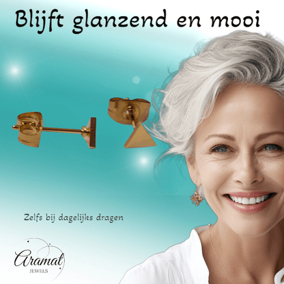 Stalen Oorbellen Driehoek Goudkleur – 4mm - Aramat Jewels - Oorbellen - cadeautip
