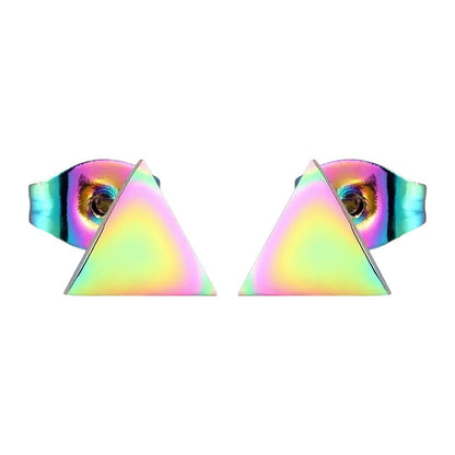 Stalen Oorbellen Driehoek Multikleur – 7mm - Aramat Jewels - Oorbellen - cadeautip