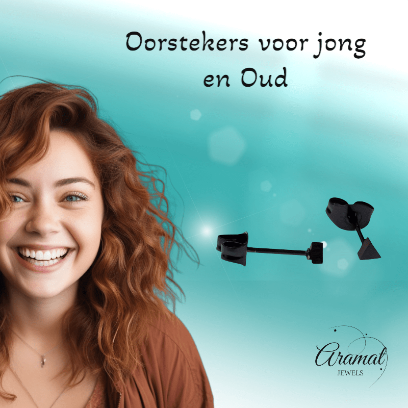 Stalen Oorbellen Driehoek Zwart – 3mm - Aramat Jewels - Oorbellen - cadeautip