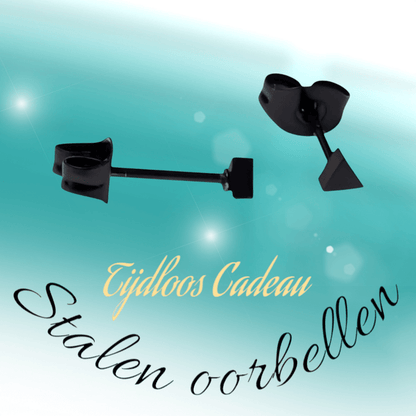Stalen Oorbellen Driehoek Zwart – 3mm - Aramat Jewels - Oorbellen - cadeautip