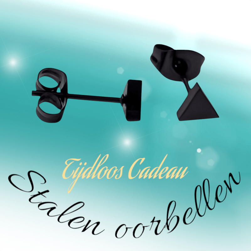 Stalen Oorbellen Driehoek Zwart – 5mm - Aramat Jewels - Oorbellen - cadeautip