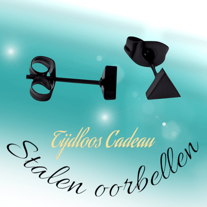 Stalen Oorbellen Driehoek Zwart – 5mm - Aramat Jewels - Oorbellen - cadeautip
