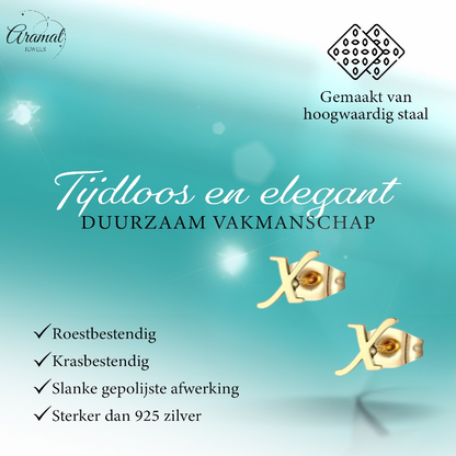 RVS Letter X Oorbellen Goudkleurig – Initiaal