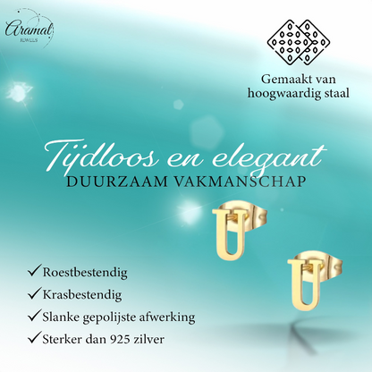 RVS Letter U Oorbellen Goudkleurig – Initiaal