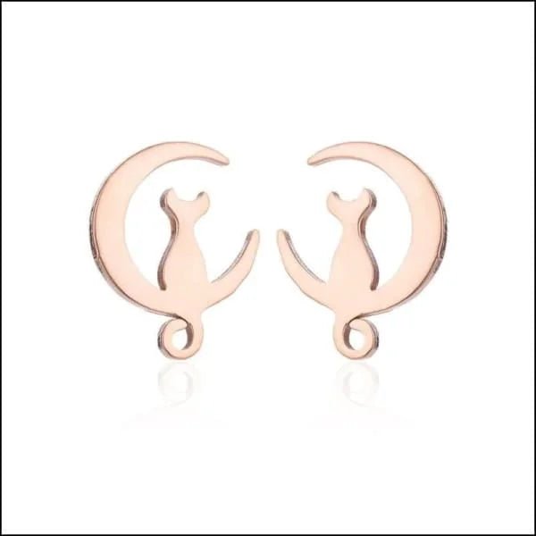 Een paar oorbellen met een kat op de voorkant