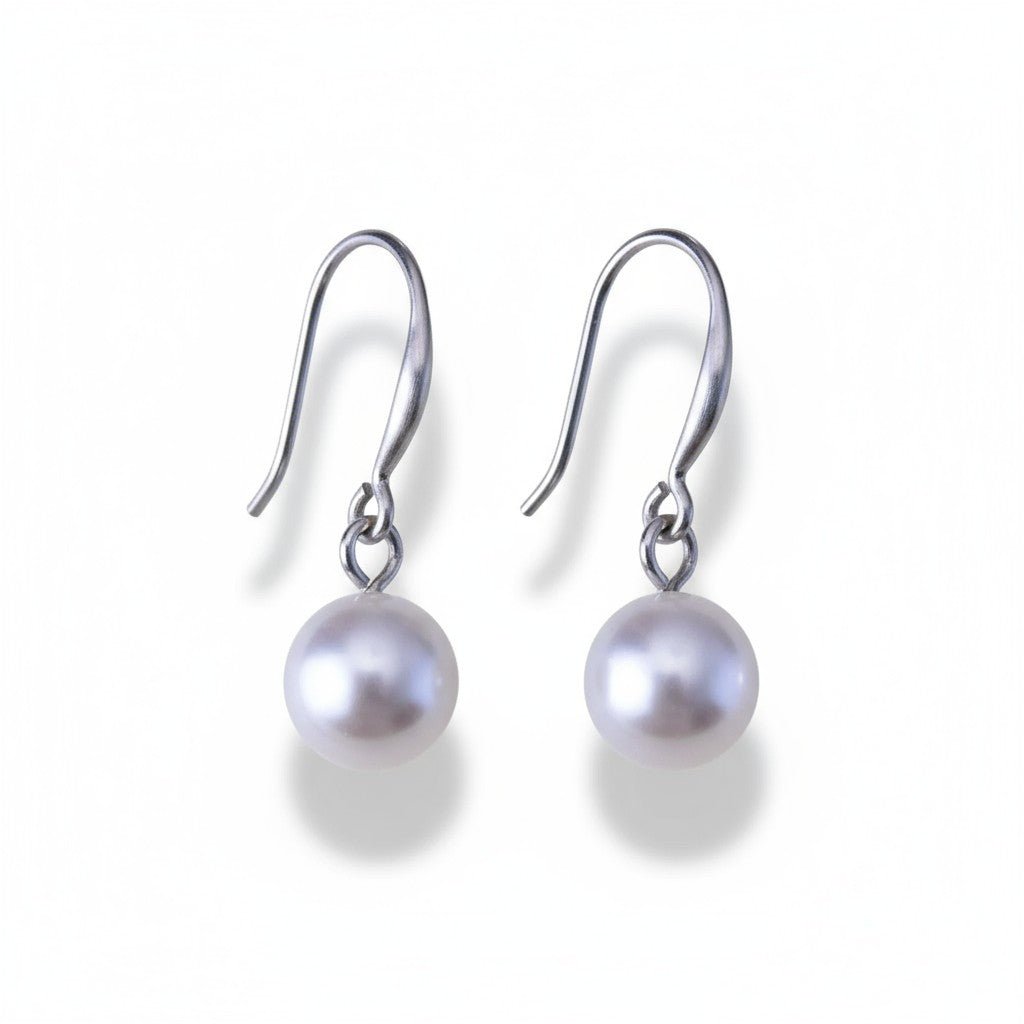 Stalen Oorhangers witte parel 8mm - Aramat Jewels - Oorhangers - cadeautip