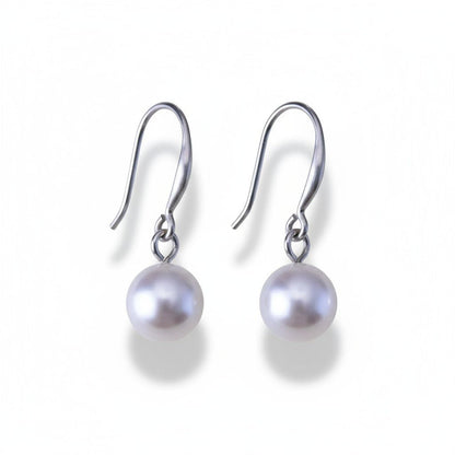 Stalen Oorhangers witte parel 8mm - Aramat Jewels - Oorhangers - cadeautip