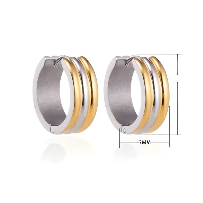 Een paar tweekleurige gouden en zilveren oorbellen