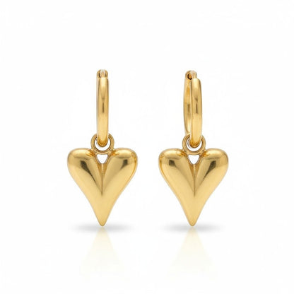 Stalen Oorringen met Hartjes bedel goudkleur - Aramat Jewels - Oorringen - cadeautip