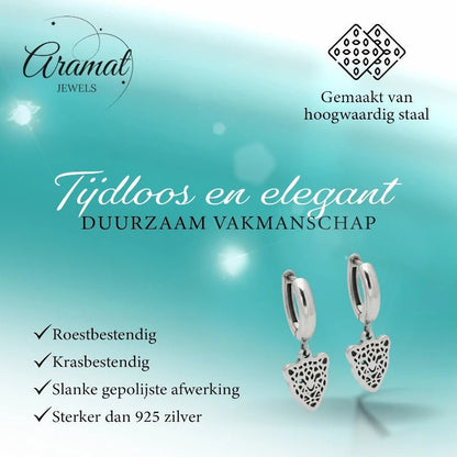 Stalen Oorringen met Leopard Bedel 10mm - Trendy Oorbellen - Aramat Jewels - Oorringen - cadeautip